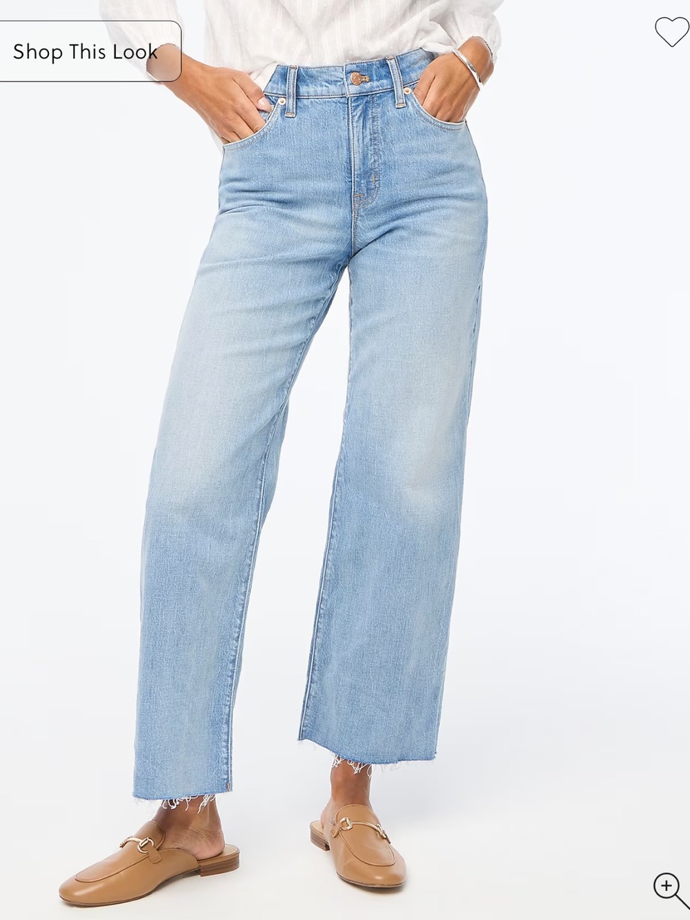 J.Crew High Rise Wide Leg Crop Jeans Spring Storm Wash 29 BX560 Raw Hem
